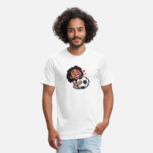 Soccer cartoon brunette man face in love