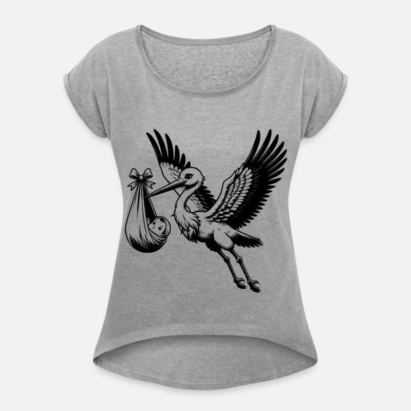 Stork Carrying Baby in Swaddle with Bow