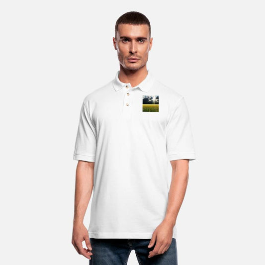 Sunny meadow with fluffy clouds