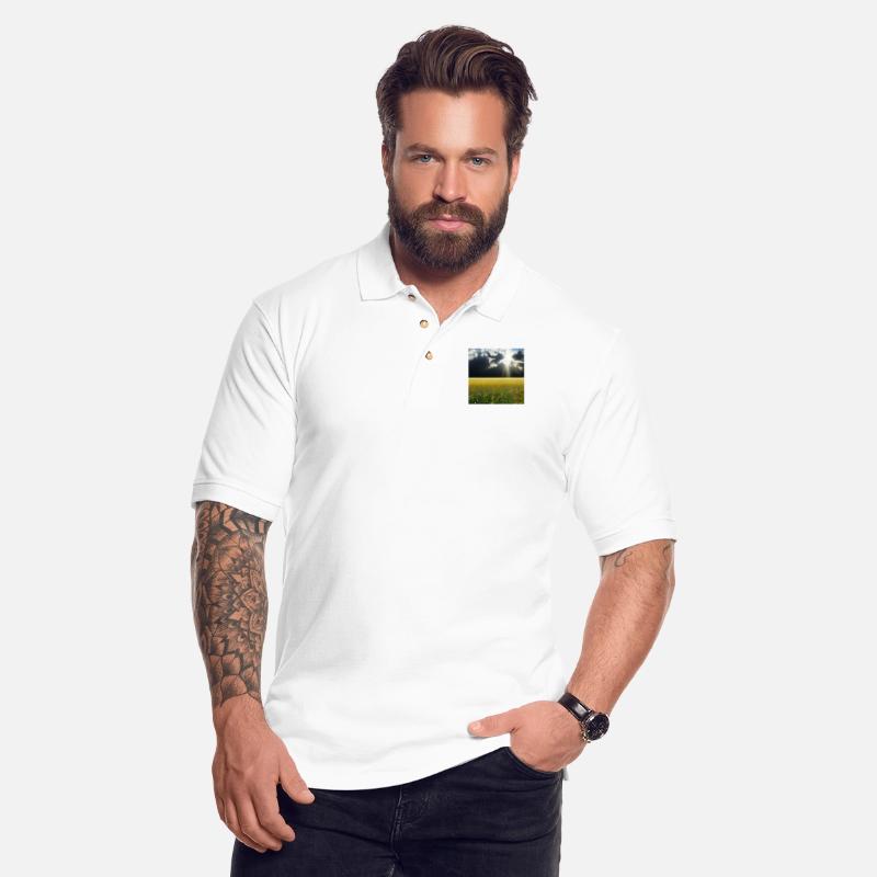 Sunny meadow with fluffy clouds