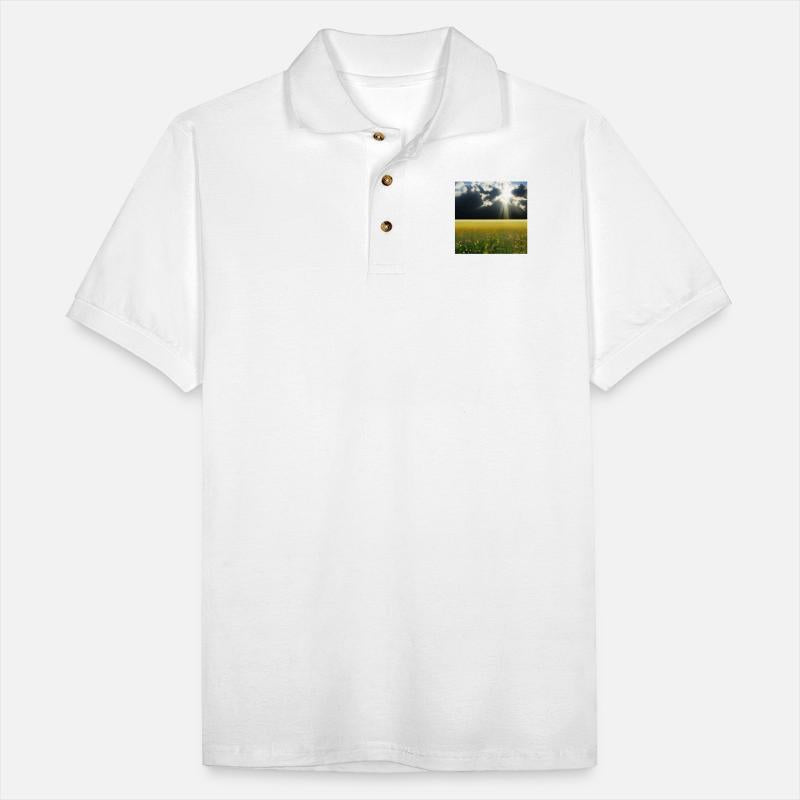 Sunny meadow with fluffy clouds