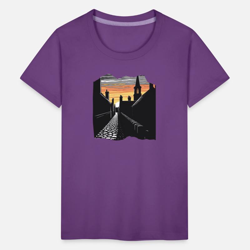 Sunset Over Historic Village Skyline