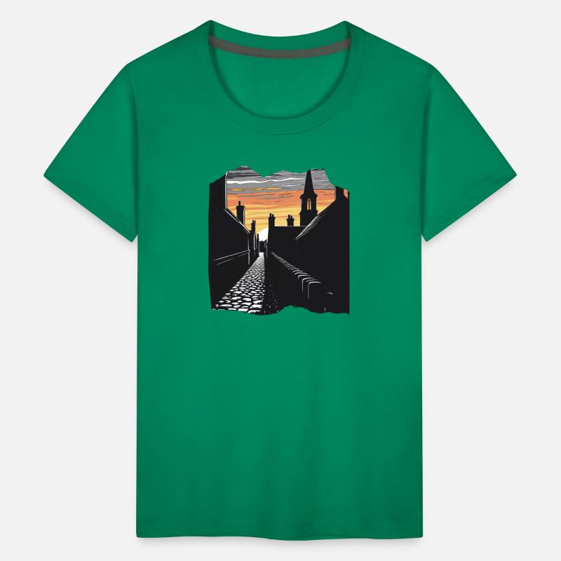 Sunset Over Historic Village Skyline