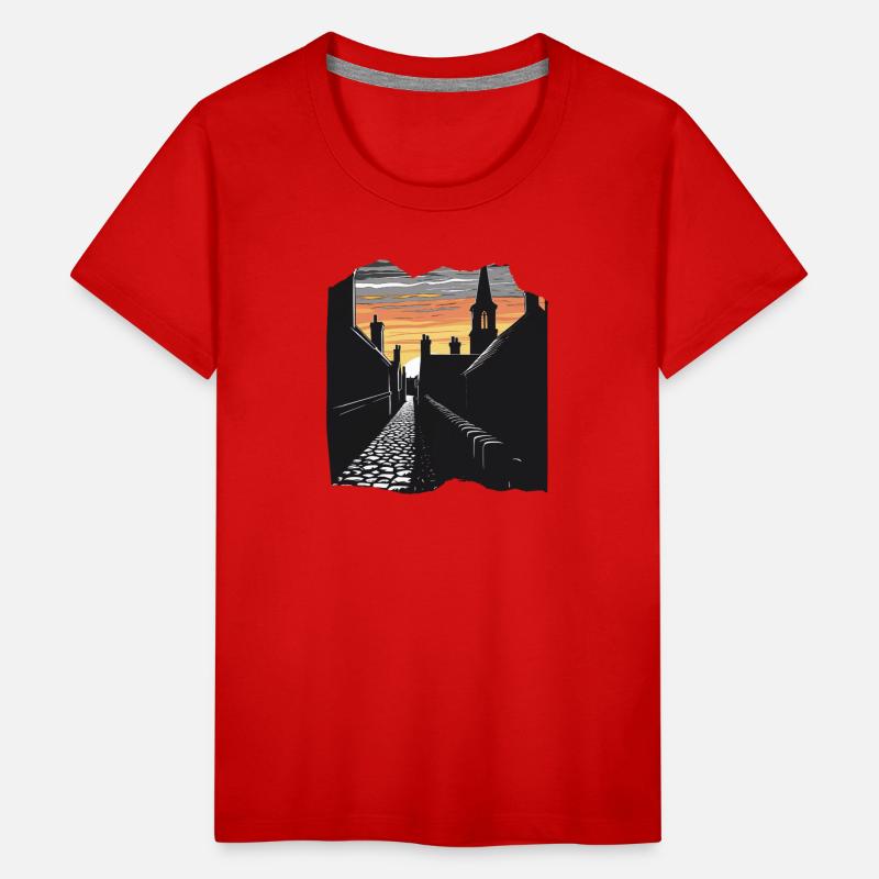 Sunset Over Historic Village Skyline