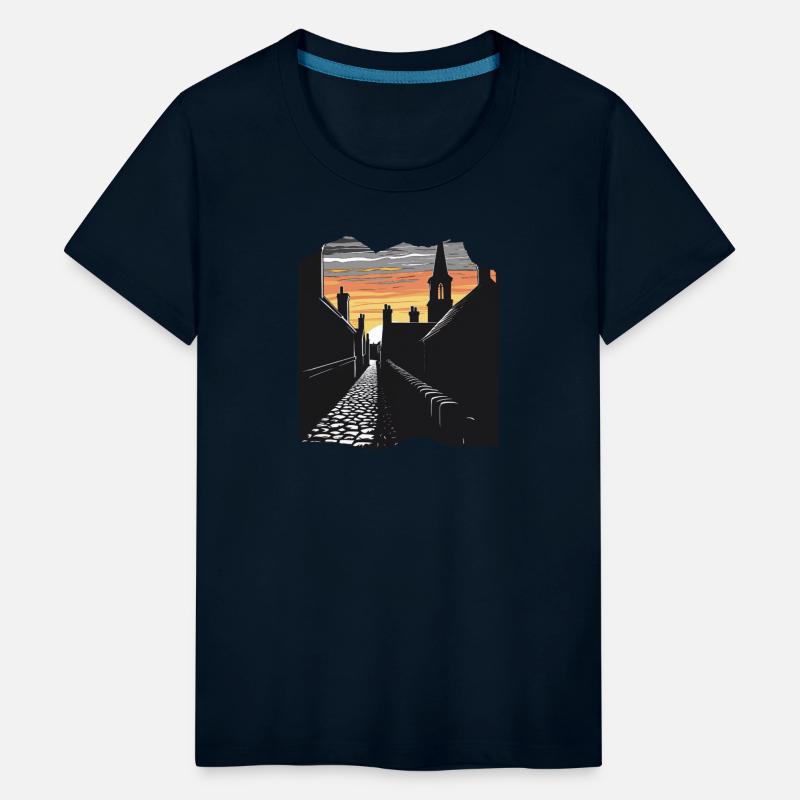 Sunset Over Historic Village Skyline