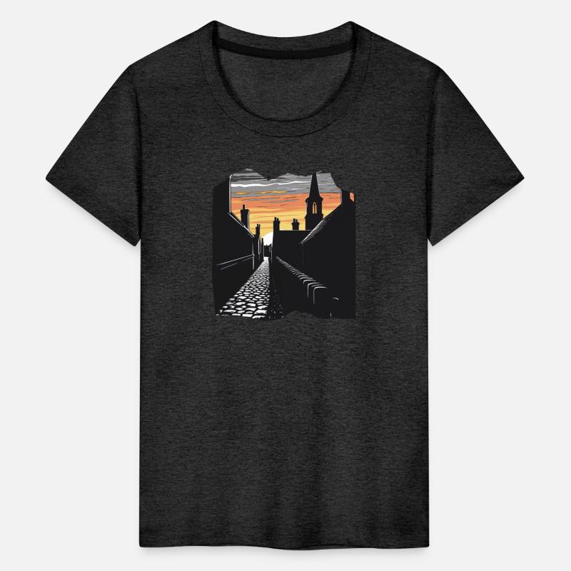 Sunset Over Historic Village Skyline