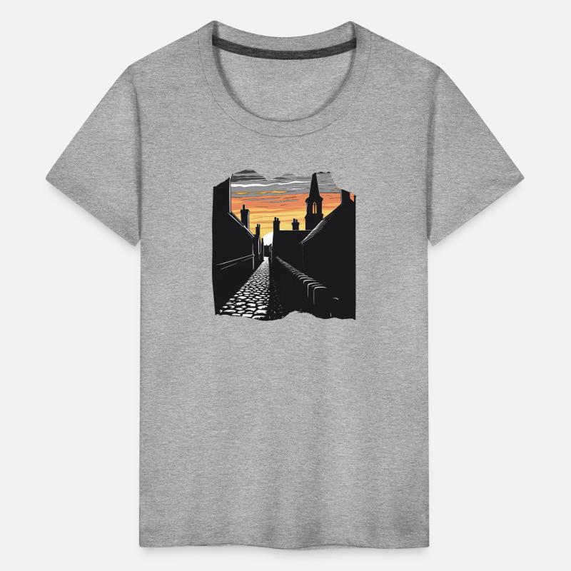 Sunset Over Historic Village Skyline