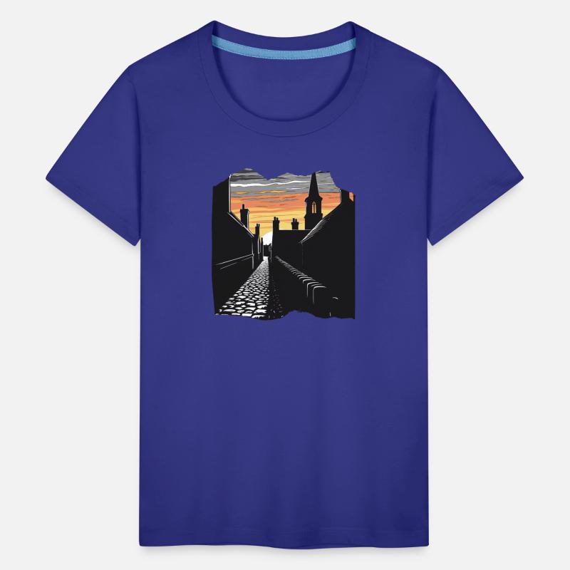 Sunset Over Historic Village Skyline