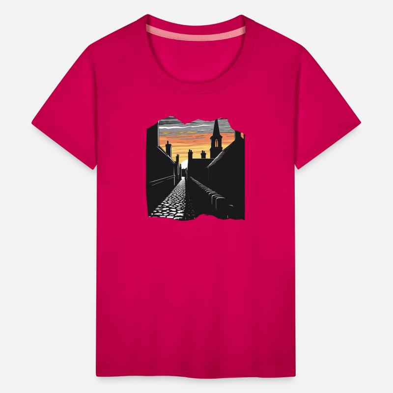 Sunset Over Historic Village Skyline