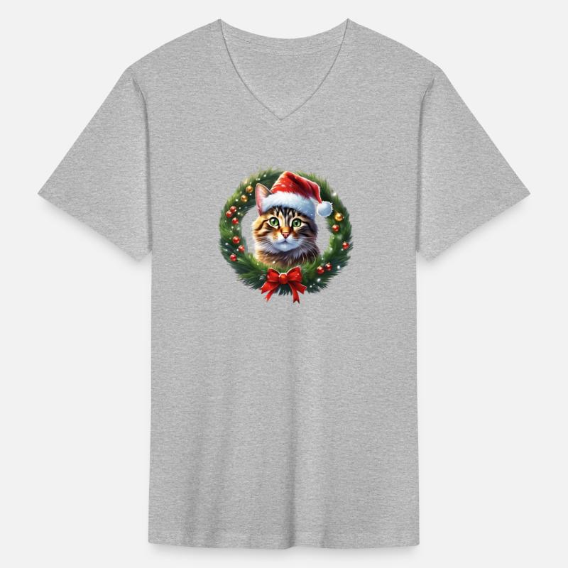 Tabby Cat in Christmas Wreath