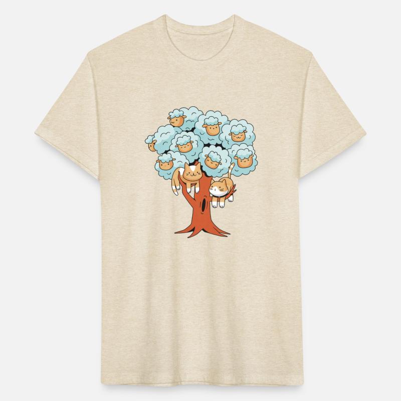 Tree with sheeps and cats