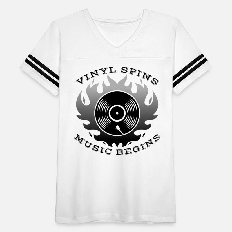 Vinyl Spins Music Begins with record on fire