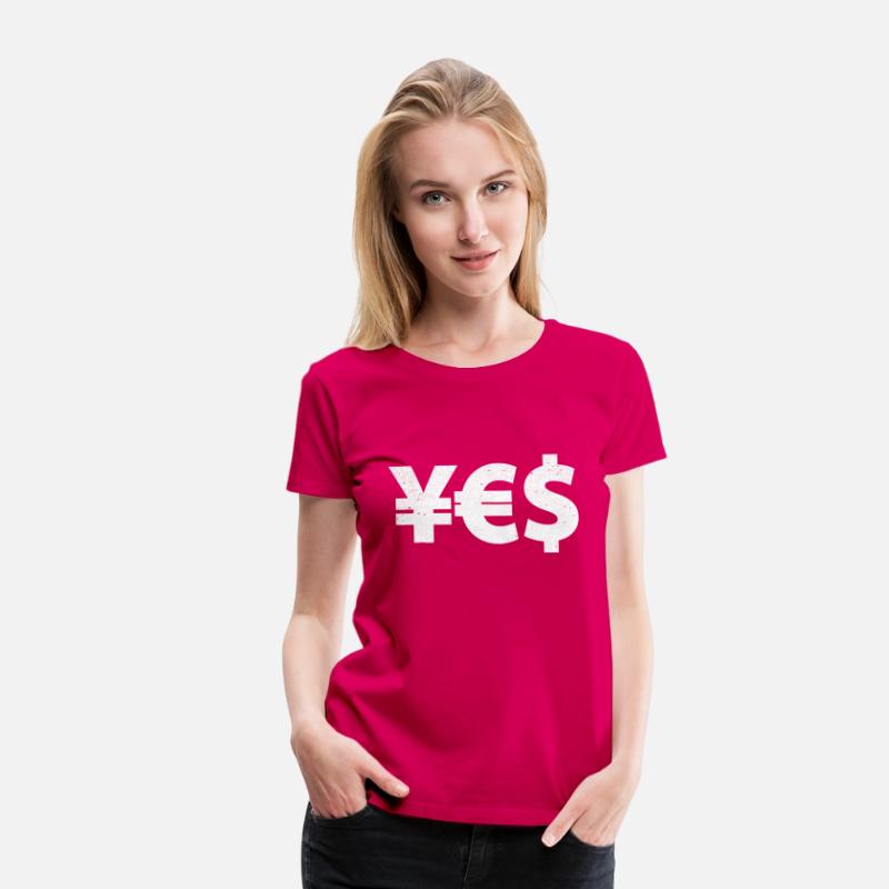 YES Currency T Shirt Yen Euro Dollar Symbols