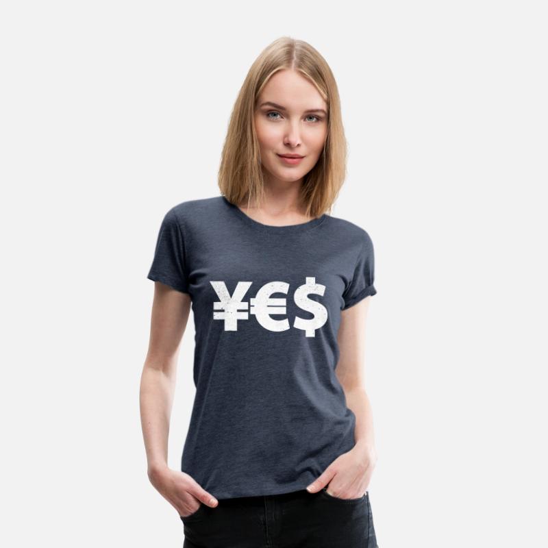 YES Currency T Shirt Yen Euro Dollar Symbols
