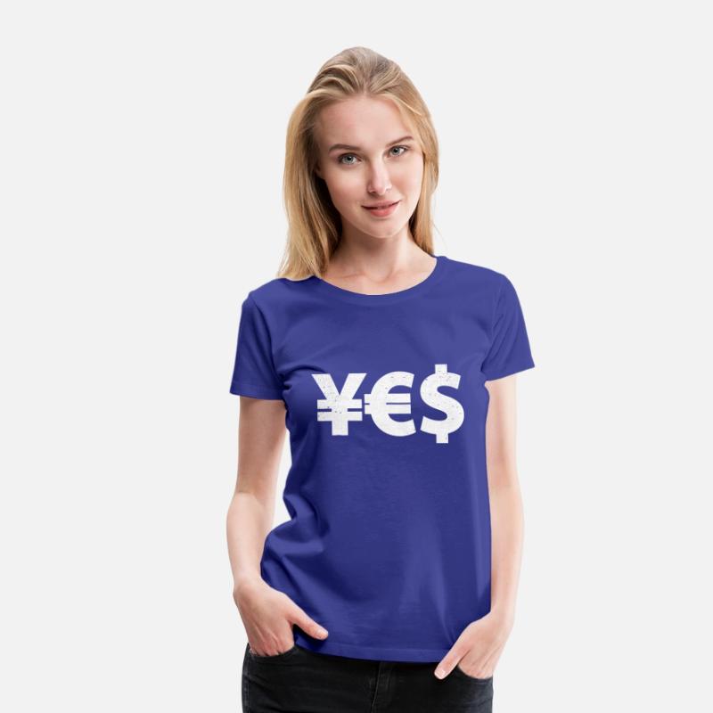YES Currency T Shirt Yen Euro Dollar Symbols