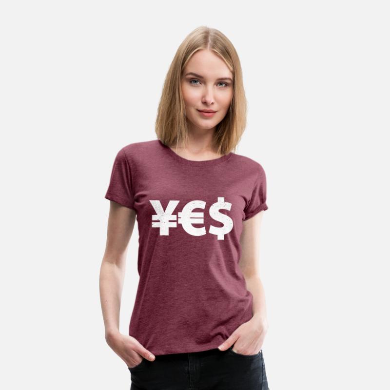 YES Currency T Shirt Yen Euro Dollar Symbols
