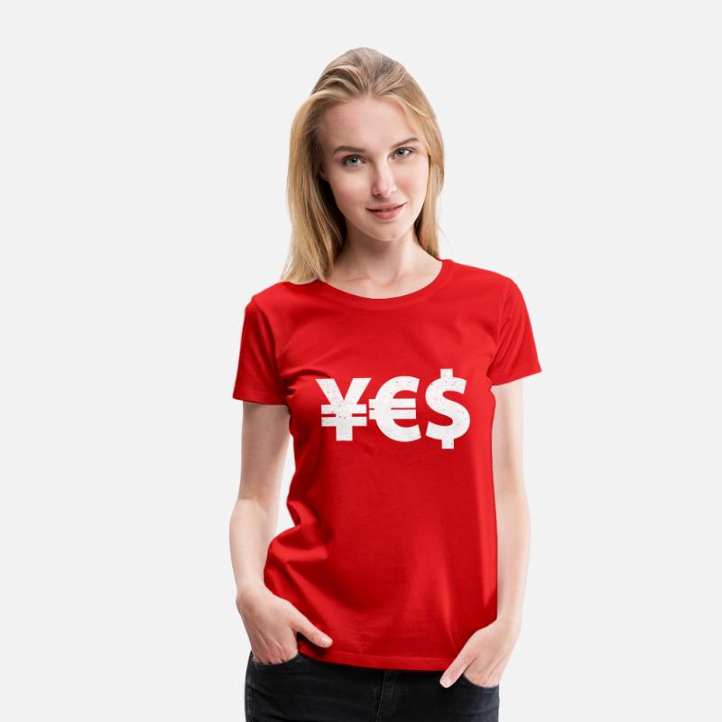 YES Currency T Shirt Yen Euro Dollar Symbols